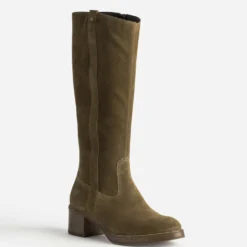 Botte taupe cuir velours