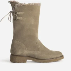 Botte taupe cuir velours fourré