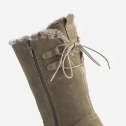 Botte taupe cuir velours fourré