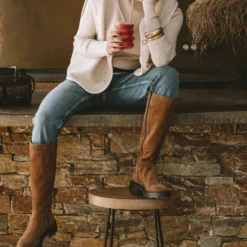 Botte TEXTO cognac cuir velours semelle crantée