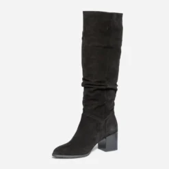 Botte TEXTO en cuir velours éco-conçu à tige plissée