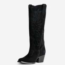 Botte TEXTO noire cuir velours western
