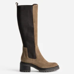 Botte TEXTO taupe cuir avec élastiques côtés