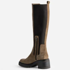 Botte TEXTO taupe cuir avec élastiques côtés