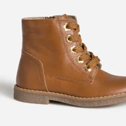 Bottine BUGGY camel cuir œillets-fleurs