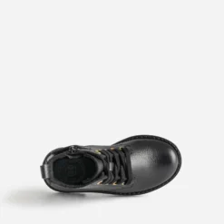 Bottine éco-conçue BUGGY noire en cuir décor étoile