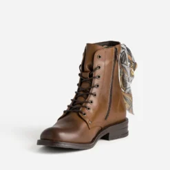Bottine cognac cuir détail ruban