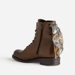 Bottine cognac cuir détail ruban
