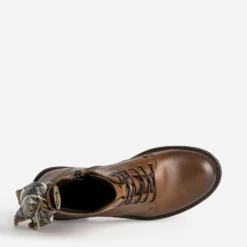 Bottine cognac cuir détail ruban