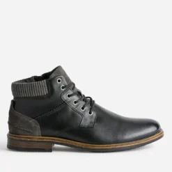 Bottine à lacet noire en cuir
