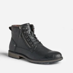 Bottine noire à doublure carreaux