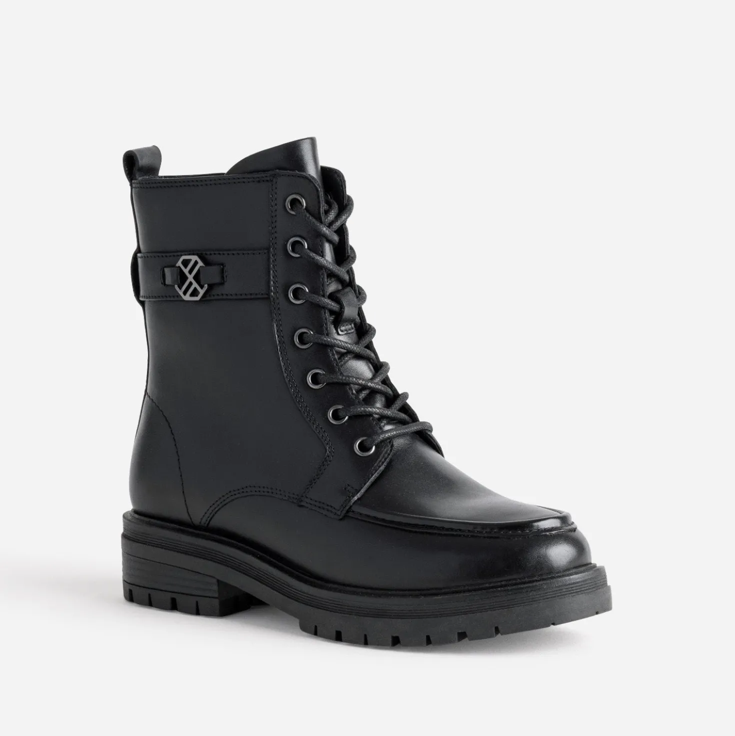 Bottine plateau TEXTO noire cuir