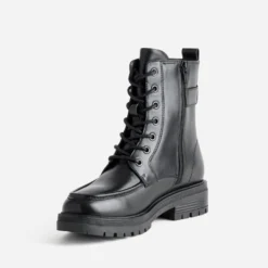 Bottine plateau TEXTO noire cuir