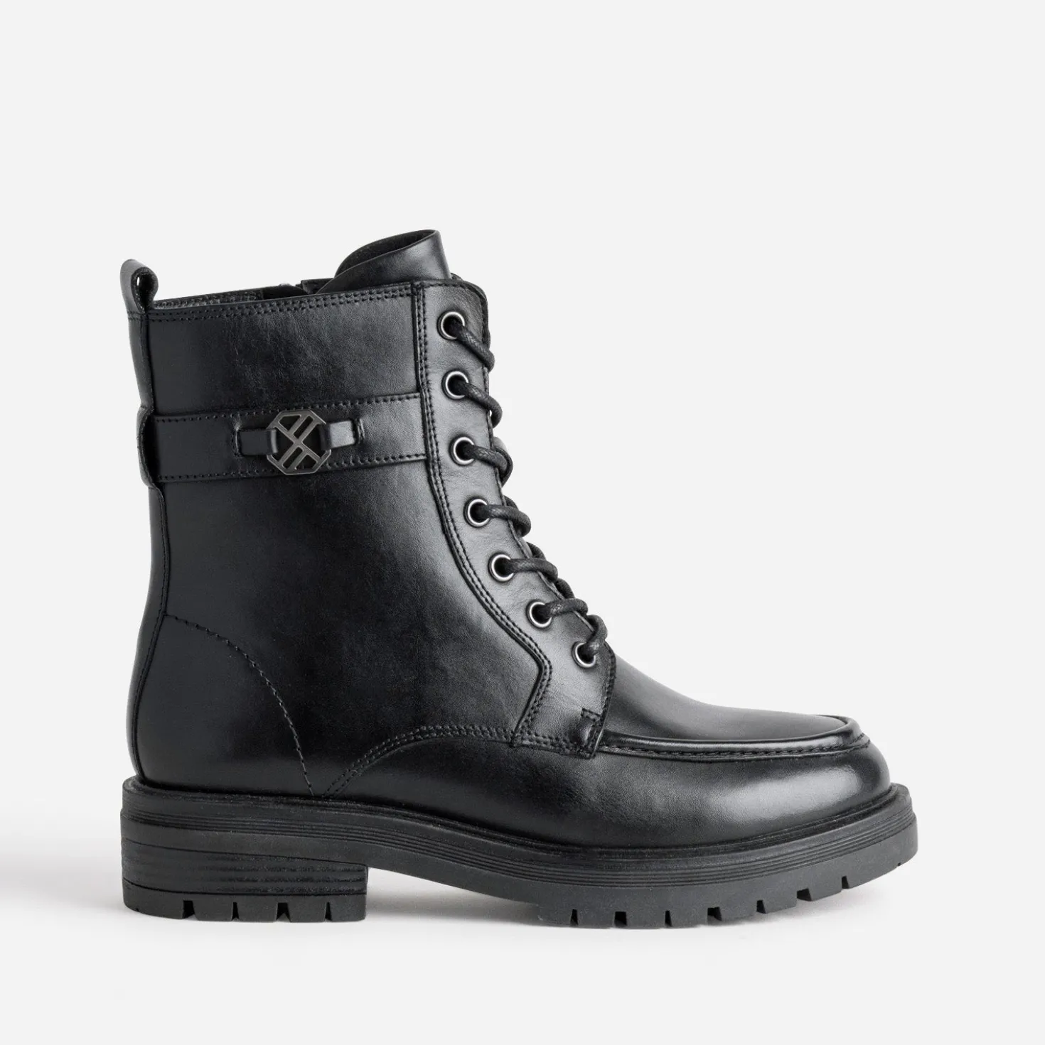Bottine plateau TEXTO noire cuir