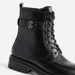 Bottine plateau TEXTO noire cuir