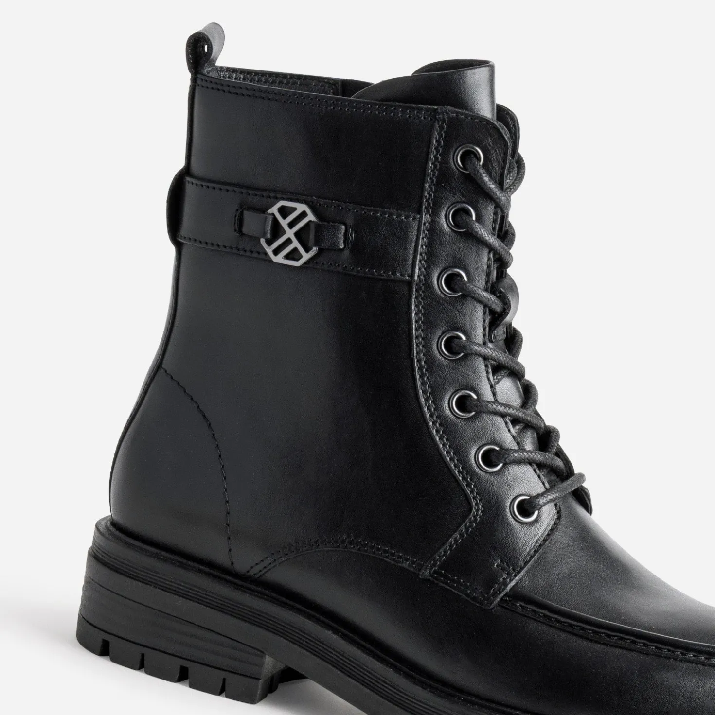 Bottine plateau TEXTO noire cuir