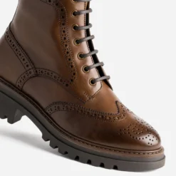 Bottine TEXTO cognac cuir détails perforations