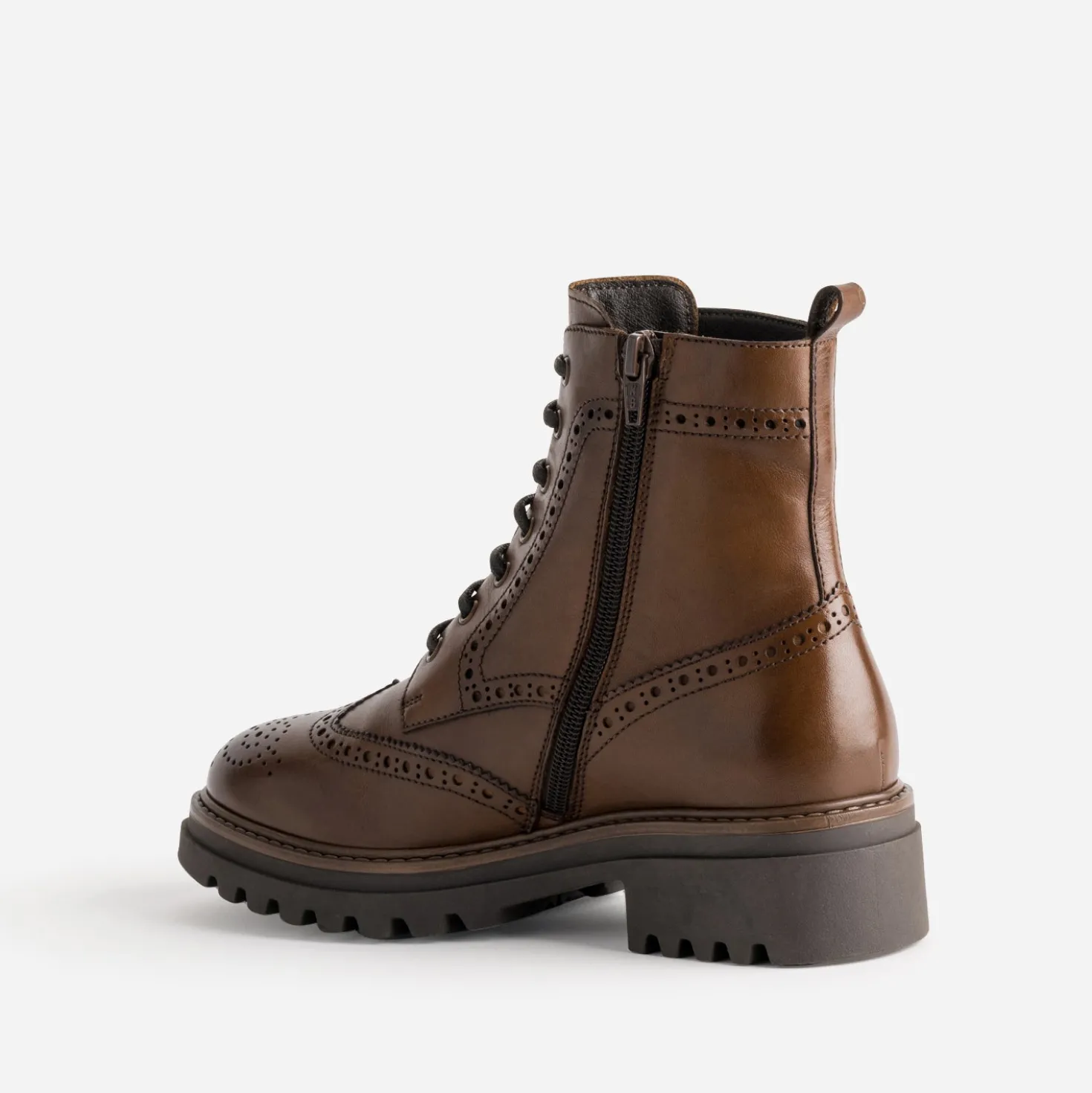 Bottine TEXTO cognac cuir détails perforations