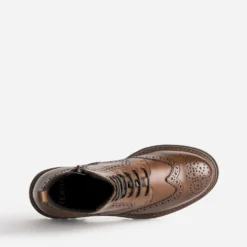 Bottine TEXTO cognac cuir détails perforations
