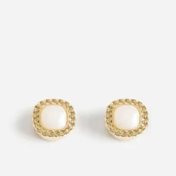 Boutons de manchettes en métal jaune et perles