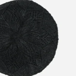 Béret noir tricot relief fantaisie