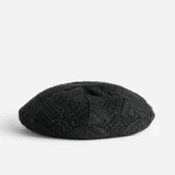 Béret noir tricot relief fantaisie