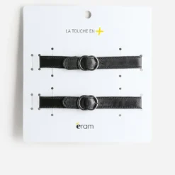 Brides amovibles noires en cuir avec boucle