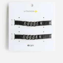 Brides amovibles noires en cuir détail gourmette