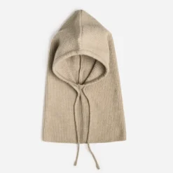 Cagoule beige tricot côtelé