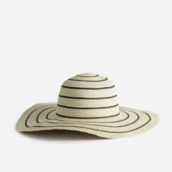 Capeline beige rayures noires
