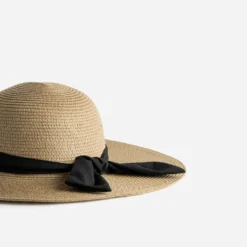 Capeline camel paille papier double foulard