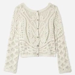 Cardigan beige effet crochet