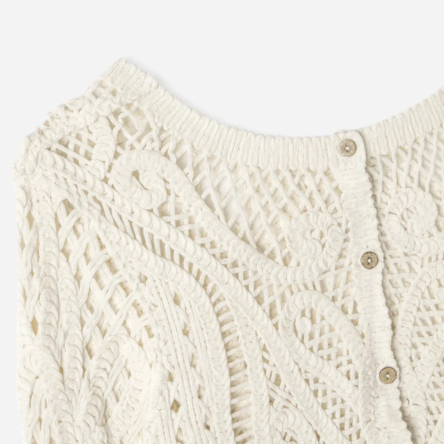 Cardigan beige effet crochet