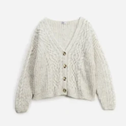 Cardigan ERAM WEAR beige tricot torsades