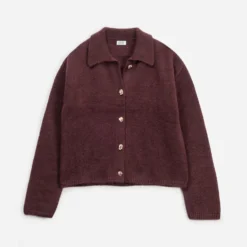 Cardigan ERAM WEAR bordeaux tricot boutons fantaisie