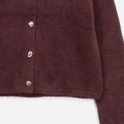 Cardigan ERAM WEAR bordeaux tricot boutons fantaisie
