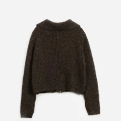 Cardigan ERAM WEAR marron tricot col camionneur