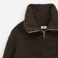 Cardigan ERAM WEAR marron tricot col camionneur