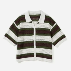 Cardigan TEXTO écru tricot fantaisie rayé
