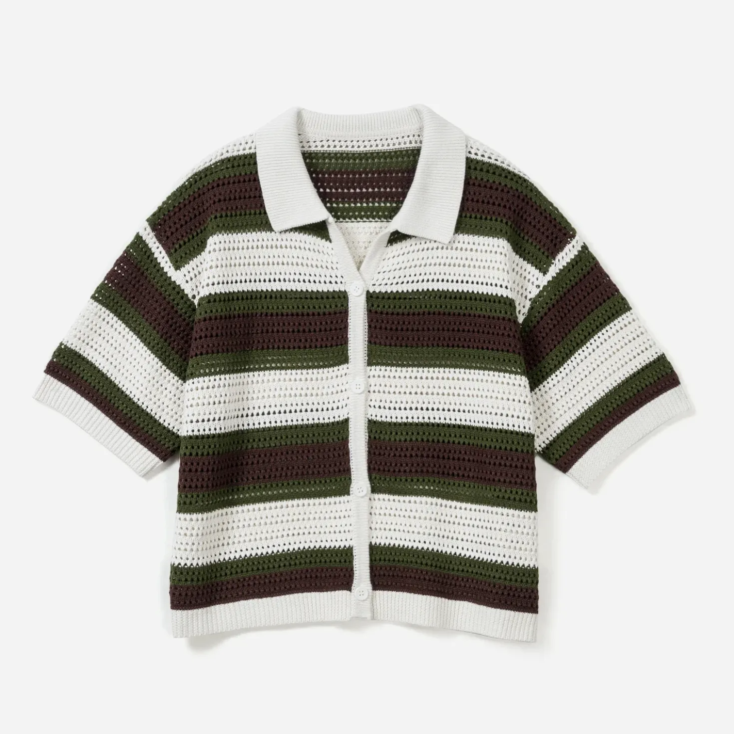 Cardigan TEXTO écru tricot fantaisie rayé
