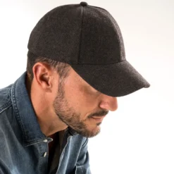 Casquette marron effet tweed