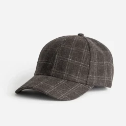 Casquette marron motif carreaux