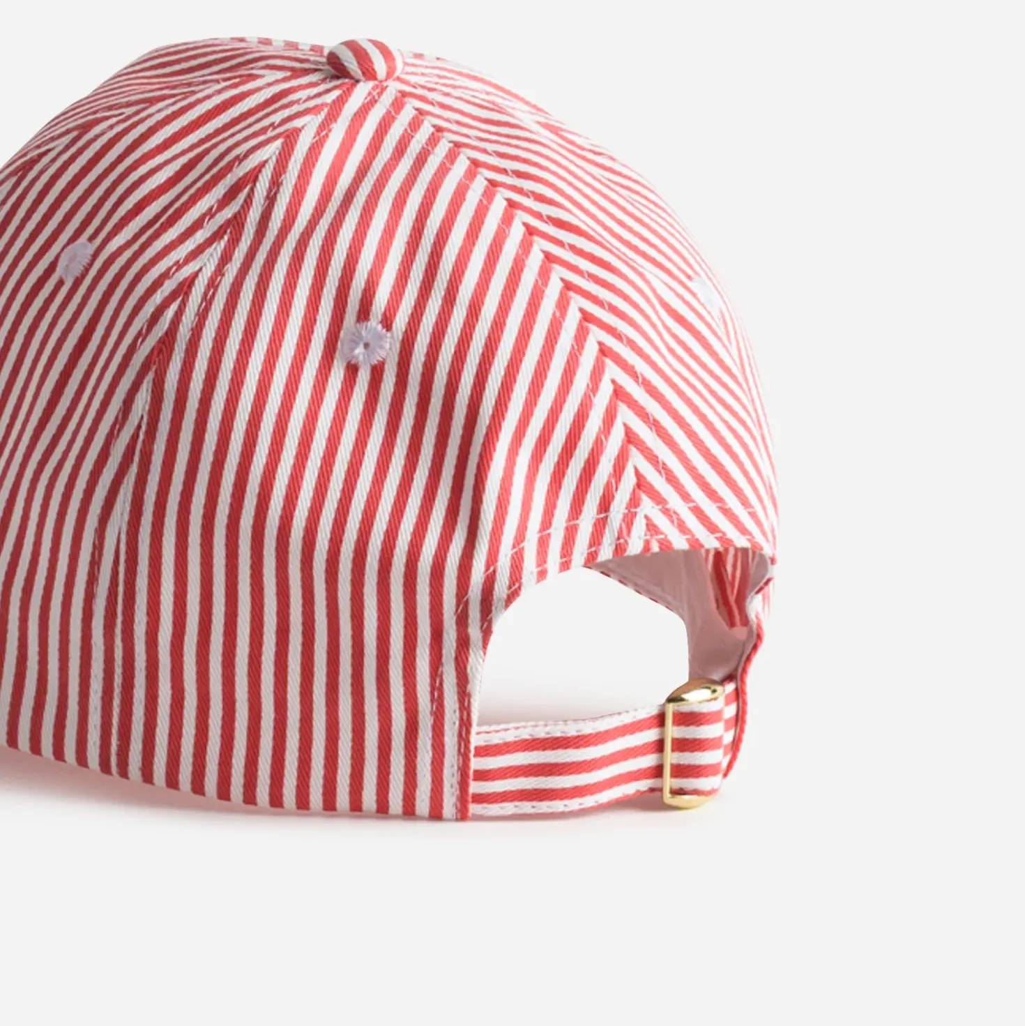 Casquette rouge rayures blanches brodée