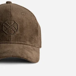 Casquette TEXTO marron velours côtelé broderie