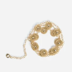 Ceinture dorée métal décor médailles