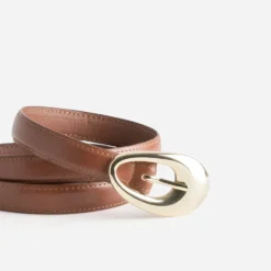 Ceinture fine camel boucle métal jaune