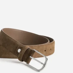 Ceinture marron cuir velours Homme