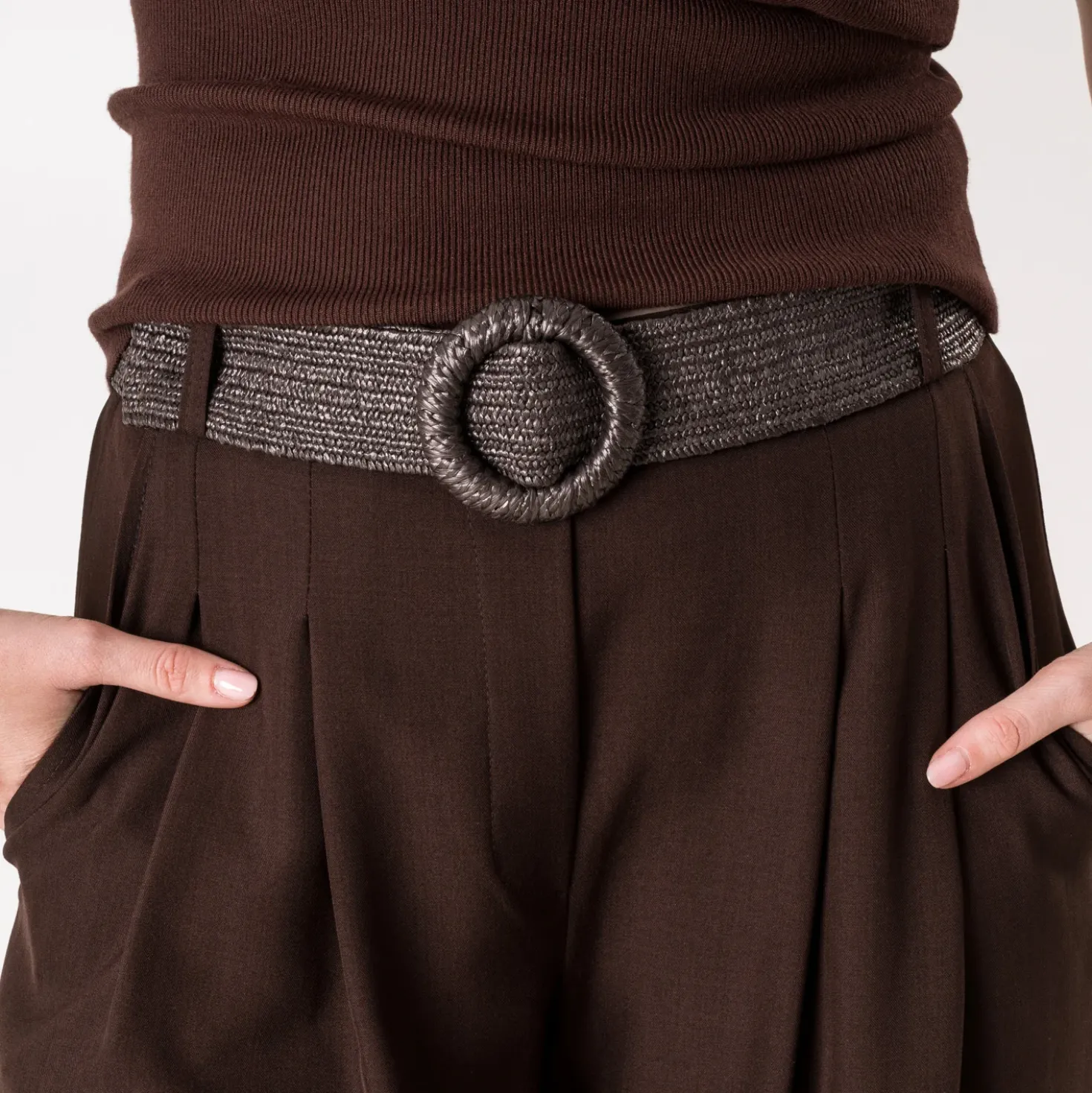 Ceinture marron tressée