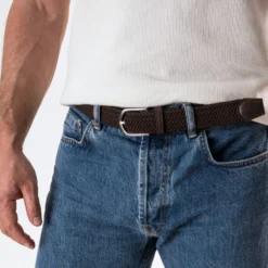 Ceinture marron tressée Homme