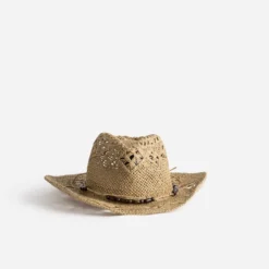 Chapeau beige tressage ajouré
